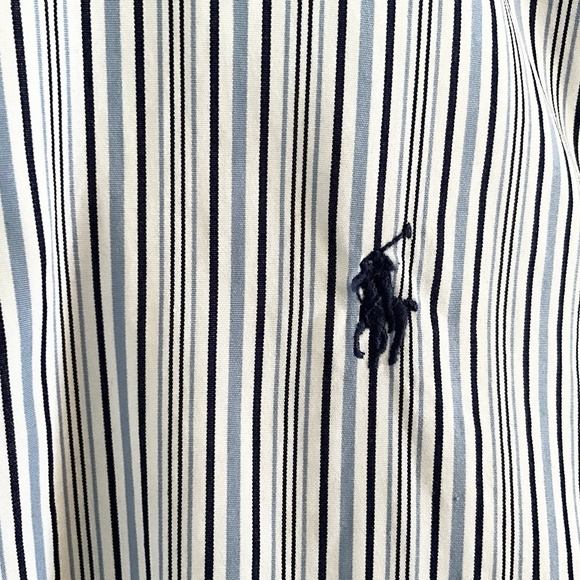 Ralph Lauren Blue Label Button down shirt Stripe Blue/White/Navy Size 16 34/35 - Picture 11 of 14